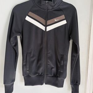 Nike Black Blokecore AthleisureTrack Jacket with Brown and White Stripes Zip Up